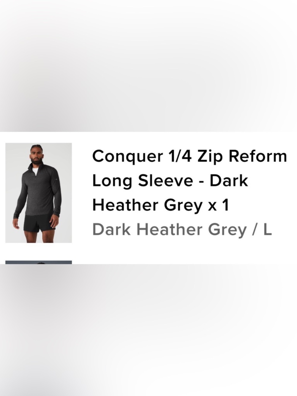 Alo Men's Heather Charcoal Conquer Quarter-Zip Pullover - Size Large - Picture 6 of 6